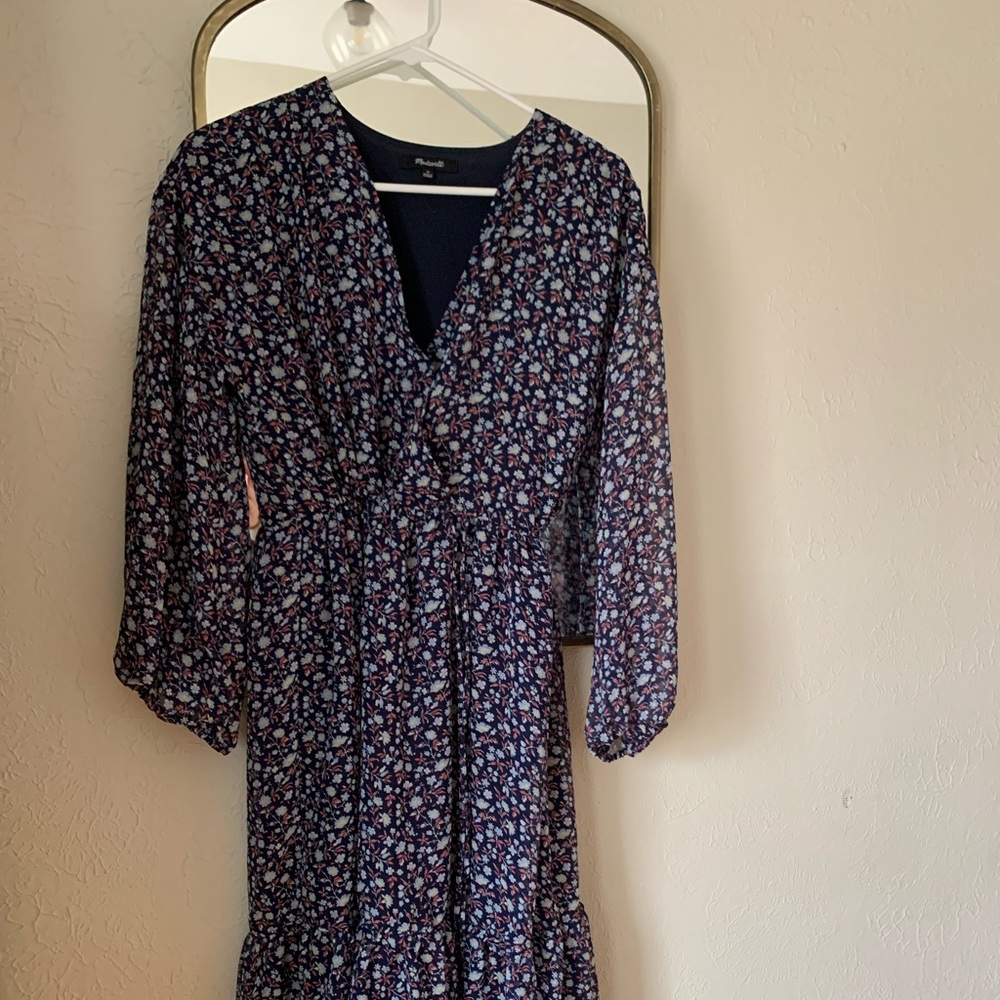 Madewell blue floral midi dress